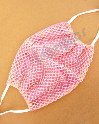 Маска защитная тканевая женская со стразами и кристаллами, розовая фото 2