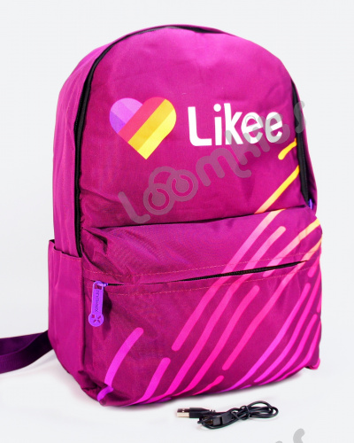 Рюкзак для девочки школьный Likee (Лайки) USB, 20309, фиолетовый