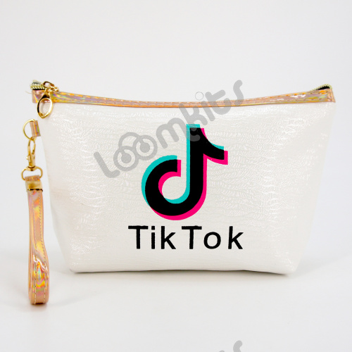 Пенал косметичка для девочки Tik Tok (Тик Ток), односекционный объемный на молнии, 1108 белый фото 2