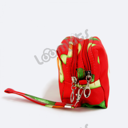 Пенал косметичка для девочки Авокадо, двухсекционный объемный на молнии, 399 красный фото 4