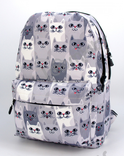 Рюкзак для девочки школьный "Серые котики", размер L фото 4