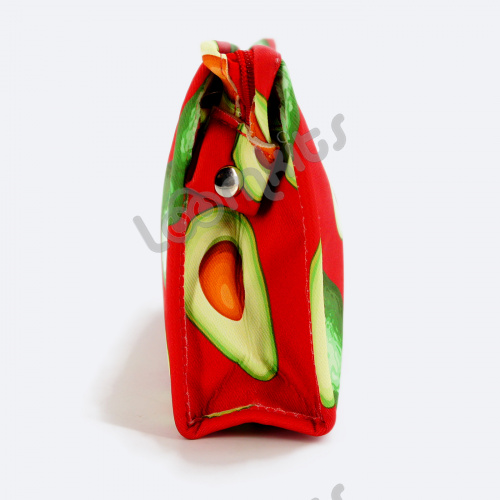 Пенал косметичка для девочки Авокадо, односекционный объемный на молнии, 398 красный фото 5
