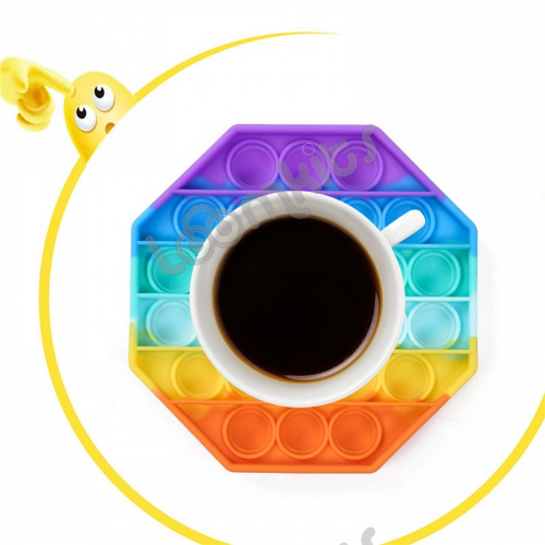 Сенсорная игрушка Антистресс Пупырка POP it Fidget с пузырьками Вечная пупырка - Тактильная успокоительная нажимная игрушка пузырьки Круг, разноцветный фото 3