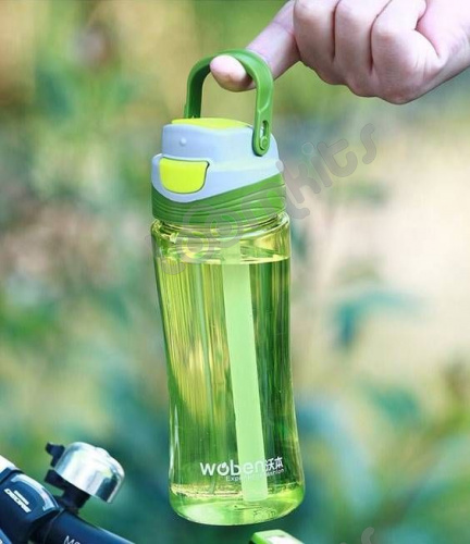 Пластиковая бутылка Woben с поилкой, зеленая, 500 мл фото 7
