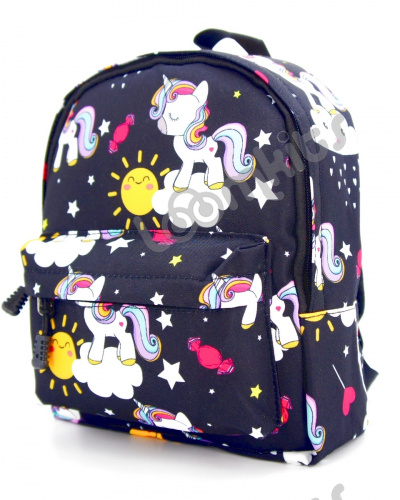 Рюкзак для девочки дошкольный "Единорожки", размер S, черный фото 2