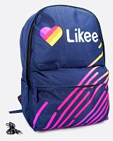 Рюкзак для девочки школьный Likee (Лайки) USB, 20309, синий
