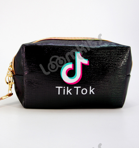 Пенал косметичка для девочки Tik Tok (Тик Ток), односекционный объемный на молнии, 1107 черный фото 2