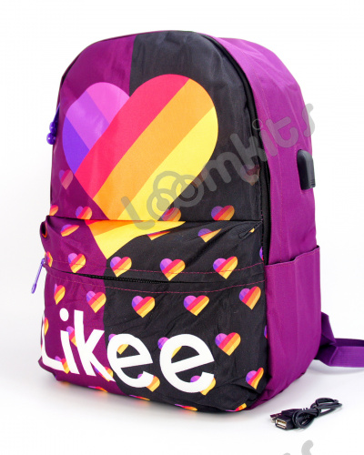 Рюкзак для девочки школьный Likee (Лайки) USB, 20307, фиолетовый фото 4