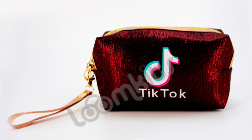 Пенал косметичка для девочки Tik Tok (Тик Ток), односекционный объемный на молнии, 1107 красный фото 3