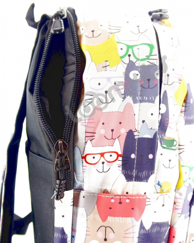 Рюкзак для девочки школьный "Котики с чашкой на голове", размер L фото 4