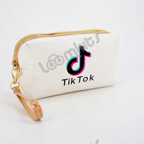 Пенал косметичка для девочки Tik Tok (Тик Ток), односекционный объемный на молнии, 1107 белый фото 3