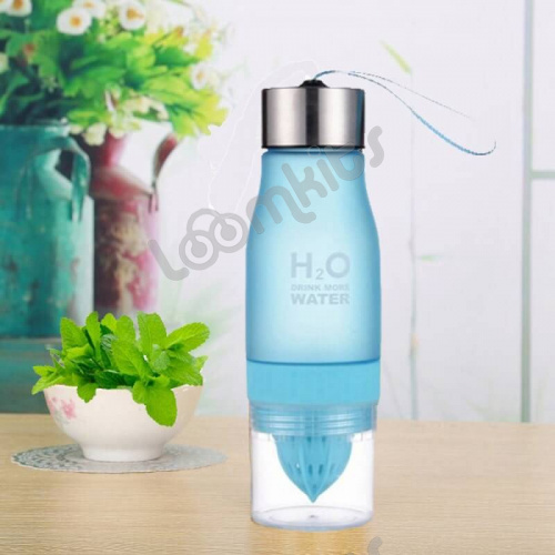 Бутылка для воды с соковыжималкой H2O WATER 650 мл, синяя фото 3