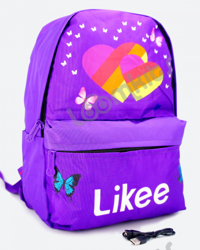 Рюкзак для девочки школьный Likee (Лайки) USB, 20304, сиреневый