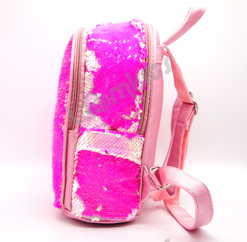 Рюкзак с пайетками 2 отделения - Перламутр розовый фото 5