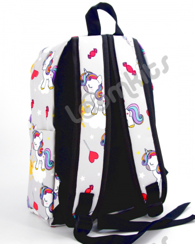 Рюкзак для девочки школьный "Единорожка", размер M, серый фото 3
