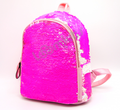 Рюкзак с пайетками 2 отделения - Перламутр розовый фото 4