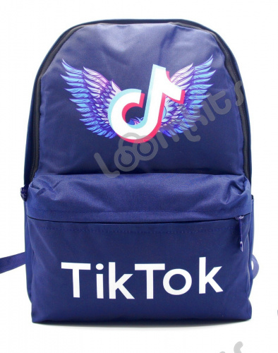 Рюкзак Tik Tok Wings (Тик Ток Крылья) синий, боковые карманы для воды, 40 см с USB выходом