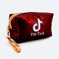 Пенал косметичка для девочки Tik Tok (Тик Ток), односекционный объемный на молнии, 1107 красный