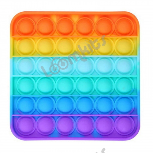 Сенсорная игрушка Антистресс Пупырка POP it Fidget с пузырьками Вечная пупырка - Тактильная успокоительная нажимная игрушка пузырьки Квадрат, разноцветный