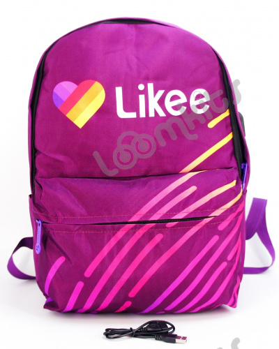 Рюкзак для девочки школьный Likee (Лайки) USB, 20309, фиолетовый фото 2