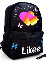 Рюкзак для девочки школьный Likee (Лайки) USB, 20304, черный