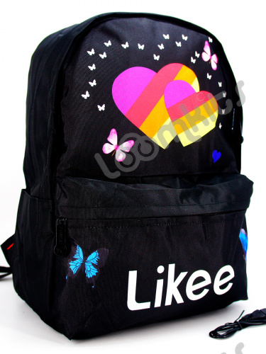 Рюкзак для девочки школьный Likee (Лайки) USB, 20304, черный