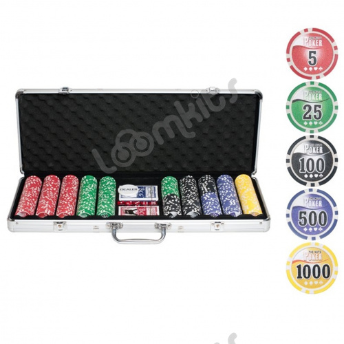 Покерный набор NUTS, 500 фишек 11.5 г с номиналом в чемодане, сукно