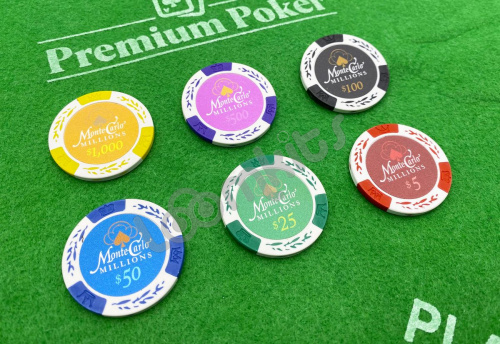 Покерный набор Monte Carlo, 500 фишек 14 г с номиналом в чемодане фото 10