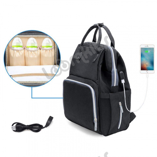 Рюкзак для мамы и малыша с USB - Черный фото 4