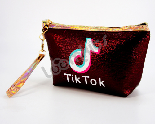 Пенал косметичка для девочки Tik Tok (Тик Ток), односекционный объемный на молнии, 1108 красный фото 3