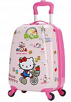 Детский чемодан на колесиках "Hello Kitty" на велосипеде