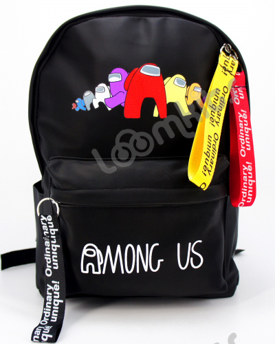 Рюкзак школьный Among Us (Амонг Ас), подростковый для мальчика и девочки, черный (автоматы 915), размер L фото 2