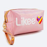 Пенал косметичка для девочки Like (Лайк), односекционный объемный на молнии, 1109 розовый