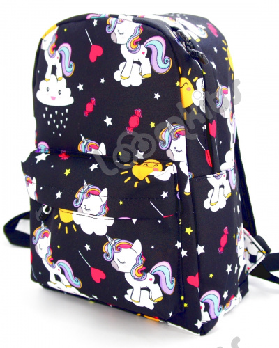 Рюкзак для девочки школьный "Единорожка", размер M, черный фото 3