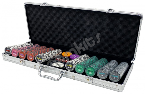 Покерный набор CASH, 500 фишек 14 г с номиналом в чемодане фото 2