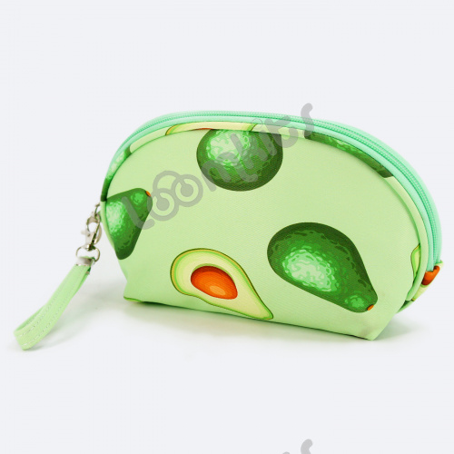 Пенал косметичка для девочки Авокадо, односекционный объемный на молнии, 397 зеленый фото 2