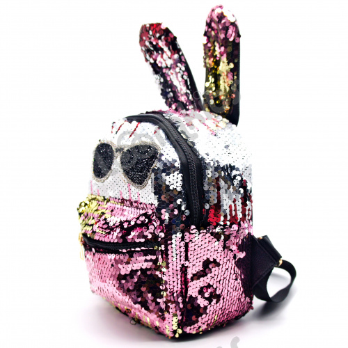 Рюкзак Зайчик с пайетками "Гламурные очки" розовый фото 2