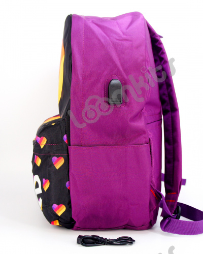 Рюкзак для девочки школьный Likee (Лайки) USB, 20307, фиолетовый фото 5