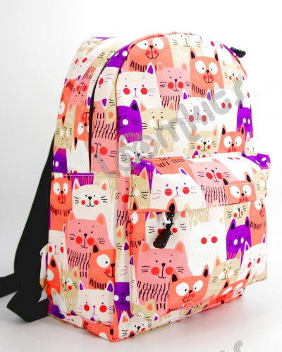 Рюкзак для девочки школьный "Кошки улыбаки", размер M