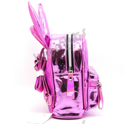 Рюкзак Зайчик лакированный с блестками - Розовый фото 6