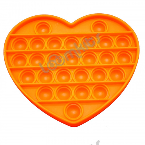 Сенсорная игрушка Антистресс Пупырка POP it Fidget с пузырьками Вечная пупырка - Тактильная успокоительная нажимная игрушка пузырьки Сердечко, оранжевое фото 2