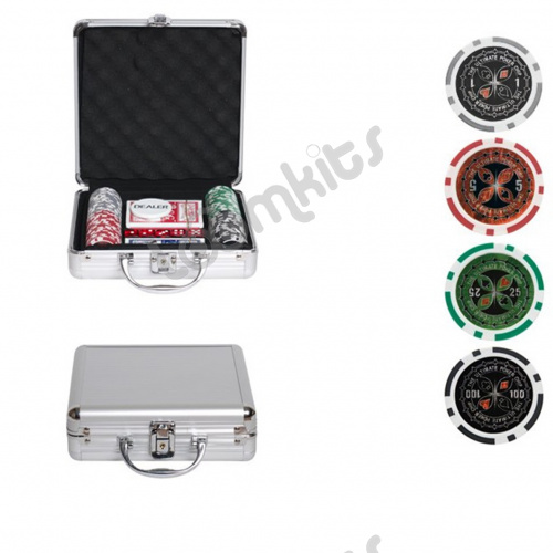 Покерный набор Ultimate, 100 фишек 11.5 г с номиналом в чемодане, сукно фото 2