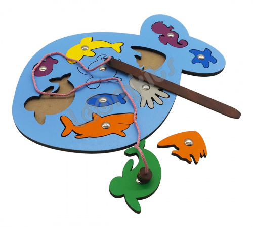 Развивающее пособие из дерева Игра с магнитами "Рыбалка"