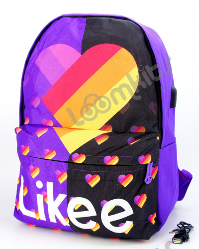 Рюкзак для девочки школьный Likee (Лайки) USB, 20307, сиреневый фото 3