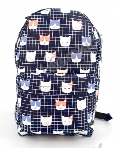 Рюкзак для девочки школьный "Кошка в клетку", размер L, черный фото 2