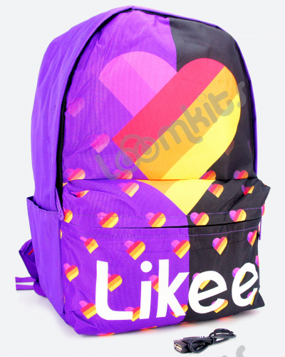 Рюкзак для девочки школьный Likee (Лайки) USB, 20307, сиреневый