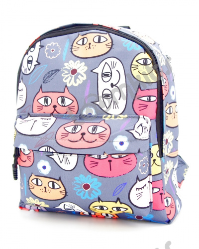 Рюкзак для девочки дошкольный "Летние котики", размер S, темно-серый фото 3