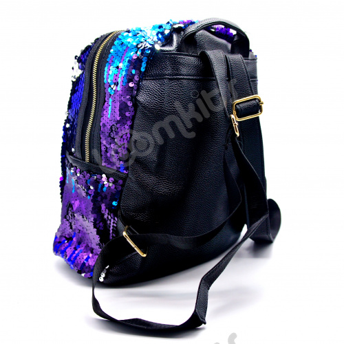 Рюкзак с пайетками и нашивками "Губки" Фиолетово-синий фото 4