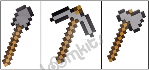 Набор пиксельного оружия Майнкрафт 3 в 1 "Железная Кирка + Топор + Лопата - трансформер", Пиксельное оружие Minecraft фото 4
