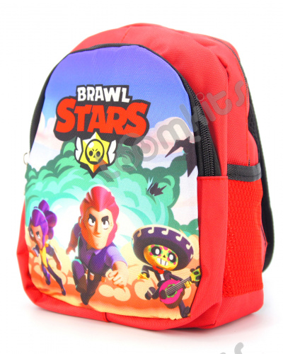 Рюкзак дошкольный Brawl Stars (Бравл Старс), подростковый для мальчика и девочки, красный, размер S